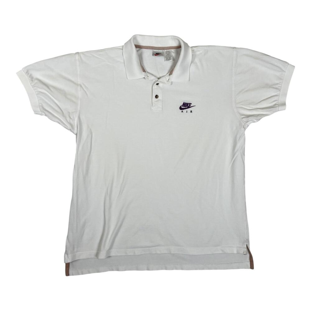 Vintage Nike Air Polo Shirt Mens XL White Short Sleeve Embroidered Swoosh Logo